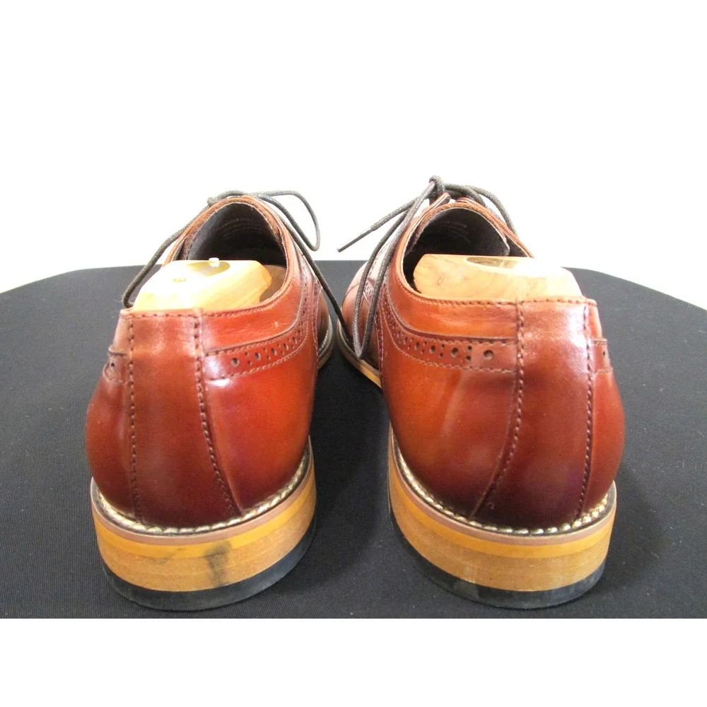 Stacy Adams Dickinson Cognac Brown Leather Cap Toe Oxford Shoes Men 9.5 M